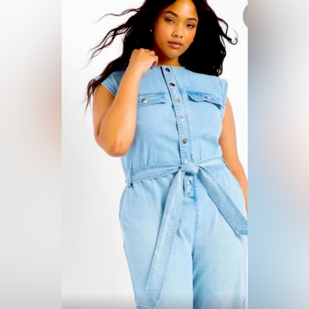 Eloquii Light Blue Denim Jumpsuit